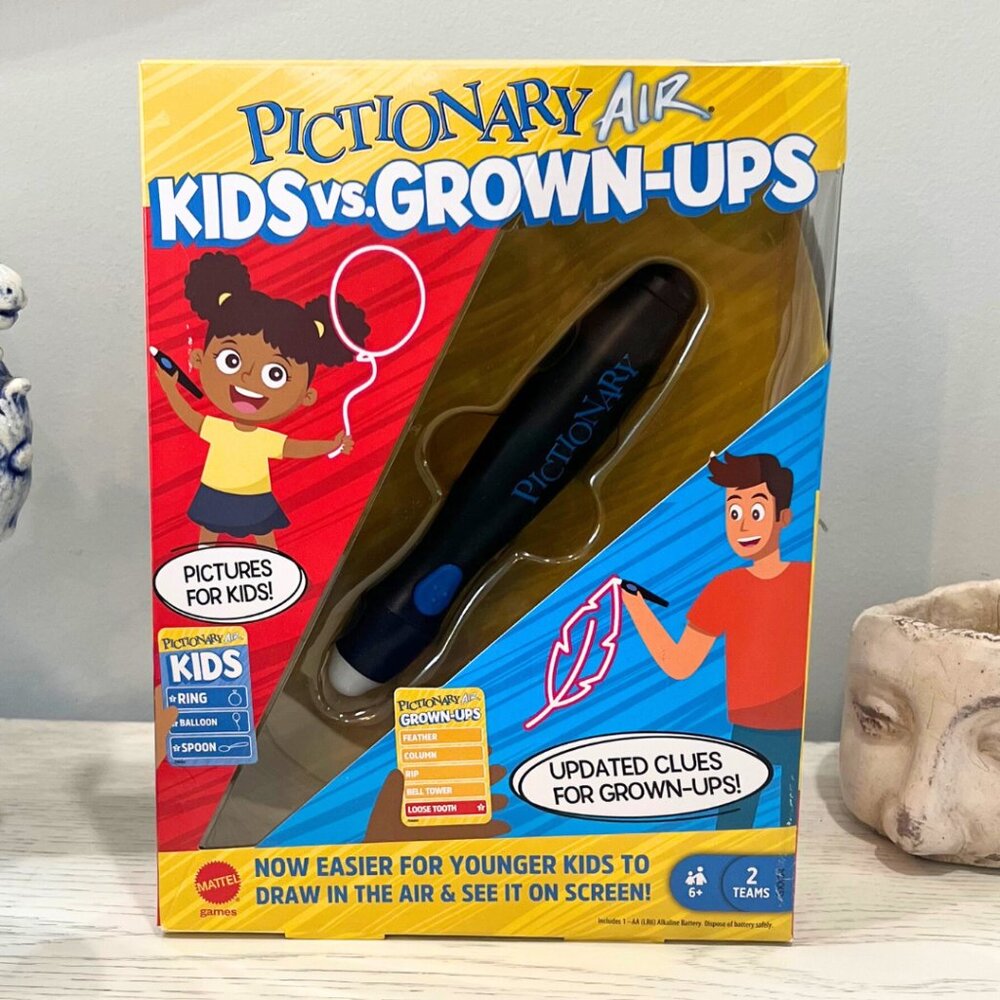 Pictionary Air Kids vs. Grown Ups Brand New Updated Clues Game Night Xmas Gift